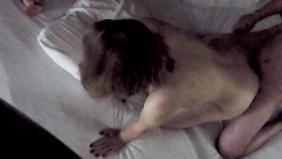 UDA MILF wife is obliged to suck a big dildo/eat & husband cleans up own cum