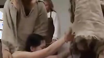 Brunette teen gets caning of her butt