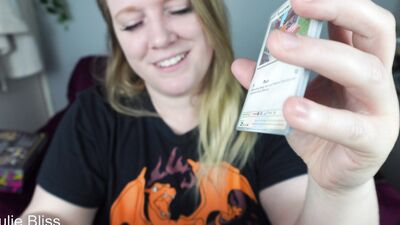 Mature British BBW gets her cosplay Pokemon card unboxed for the first time!