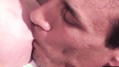 Naughty MILF seduces neighbor & gives her a hot handjob in doggy-style