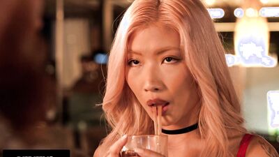 Dolly Orchid, the blonde Asian hottie, fucks and gets creampied by a hung stranger