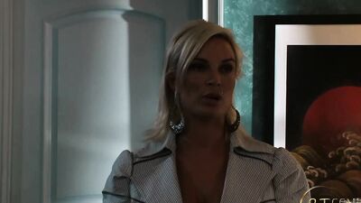 Watch this busty MILF get stripped, railed, and facefucked on the couch