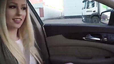 Lucy Cat gets her mature pussy pounded on a public street with toys & cum in mouth