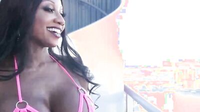 Watch Ebony MILF get down & dirty with a service worker's hard cock