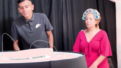 Coroa Gostosa, the hot milf, gets her big ass drilled by Dando, Novinho & their buddies
