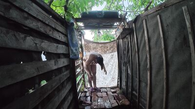 Tanya in Distant Peeping View Outdoor Village Shower