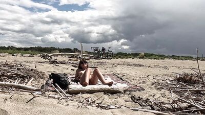 MILF Slut Topless Exhibitionist on the Beach, Teases Voyeur and Gets Fucked in Front of Everyone
