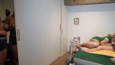 The Stepmother-in-law Teaches Her Stepson-in-law How to Have Sex. Her Stepdaughter Arrives at That Moment and Becomes Very Arous