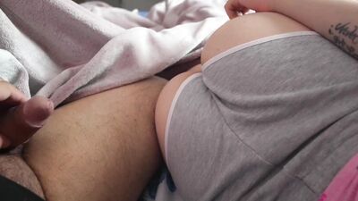 My stepmom is wearing white panties I watch her big ass while she sucks my cock and I fuck her pussy but she wont let me cum