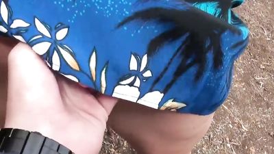 Horny mature cougar fucks outside