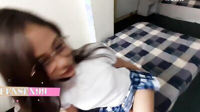 cousin takes advantage of his cousin schoolgirl and removes her virginity