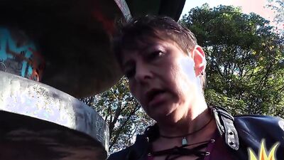 Brunette Gal Rubina Isn't Afraid To Take Big Cock In Public
