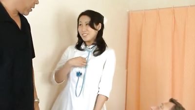 HD Asian Nurse get Anal DP from two Cock and Cum in Mouth