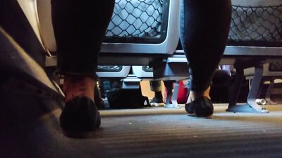 Kinky voyeur is filming that lady's feet without her knowledge