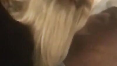 White babe is being dicked down by black stud in homemade video