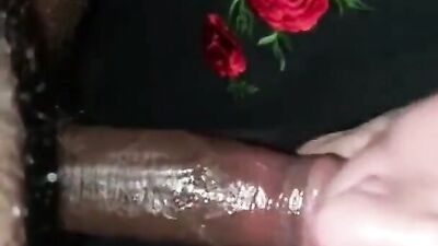 Slutty white MILF sucks that long black dick with passion