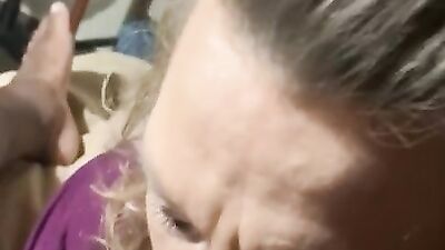 White housewife is passionately sucking big black cock in POV scene