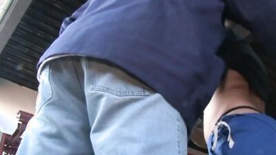 Lucky fat man is fucking two horny girls in a junkyard