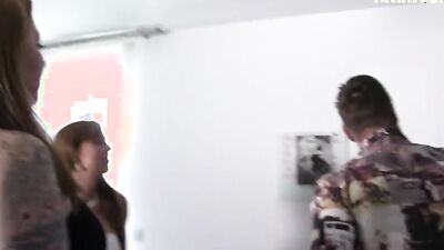 Busty Justyna & Elysia Sky are having interracial 3way with a black stud