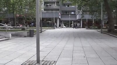 Naughty mom walks around in public without wearing a bra