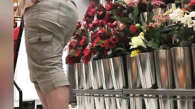 Creepy voyeur is following and filming this chubby mature woman