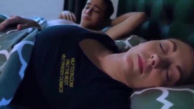 Horny dude wakes up his stepmom Melanie Hicks to fuck her hard