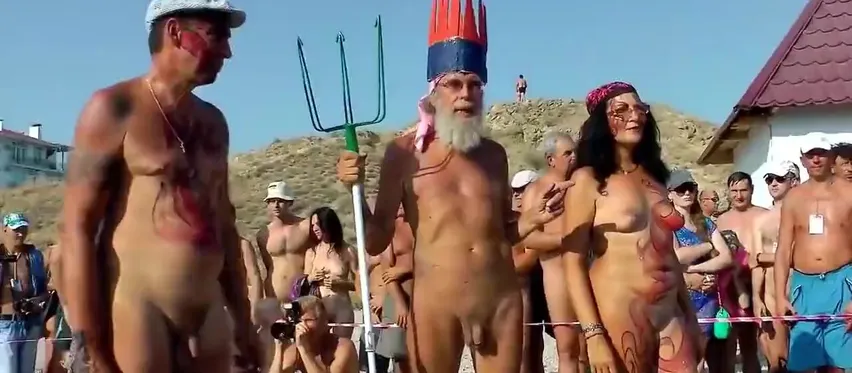 Naked women and men are having fun at Neptune nudist beach  