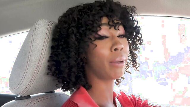Curly-haired black babe Misty Stone takes a big white dick