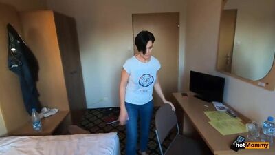 Short-haired brunette babe takes a hard cock in POV video