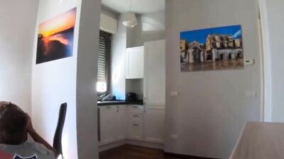 Brunette bombshell is filmed from lucky man's perspective while being fucked