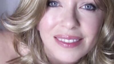 Blonde MILF gives JOI and flirts with the camera while stroking that cock