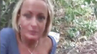 Mature blonde is filmed POV-style while sucking and fucking in the woods
