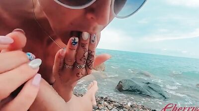 Slutty MILF is having sex by the sea with a complete stranger