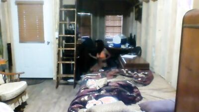 Webcam MILF wears nothing but panties while cleaning the house