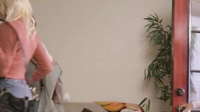 Dana DeArmond, Ember Snow & James Deen are fucking on the couch