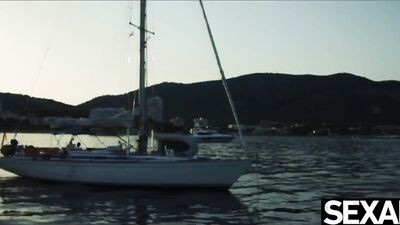 Dazzling babes Eileen Sue and Nancy A are lovemaking on the boat