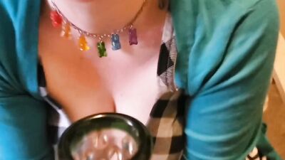 MILF gets horny reading a book and plays with a Hitachi