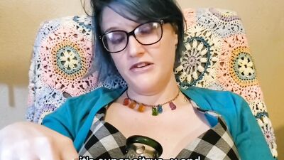 MILF gets horny reading a book and plays with a Hitachi