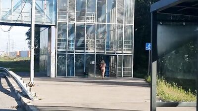 Blonde MILF gets horny driving the car and plays with herself