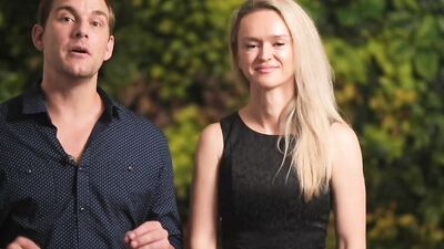 Dude holds that blonde by the hips while she rides his cock