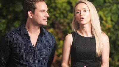 Dude holds that blonde by the hips while she rides his cock