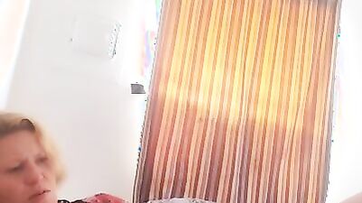 Mature woman gives some jerk off instructions and plays with herself