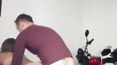 Amateur MILF sucks one dick while being drilled with another