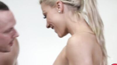 Foxy blonde babe Erika Staxxx is getting plowed on the couch