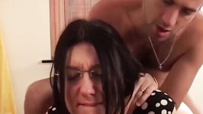 Charming mom in beautiful lingerie gets screwed by her stepson