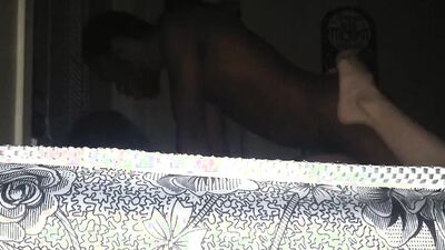 Interracial amateur couple have sensual nighttime sex