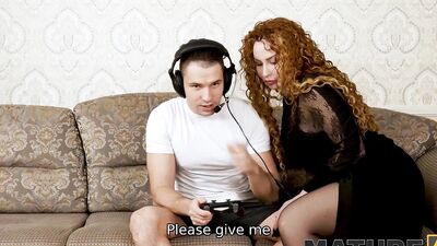 Chubby MILF blows her stepson and takes his cock to the balls