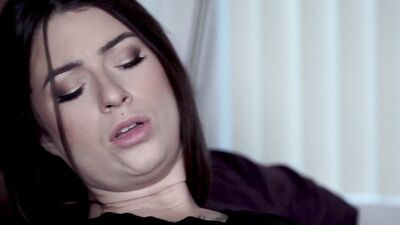 Brunette blows that bald man and gets fucked in doggystyle position