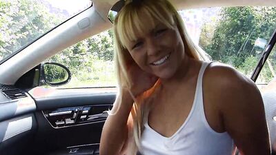 Charming blonde MILF is being ass-fucked in the car