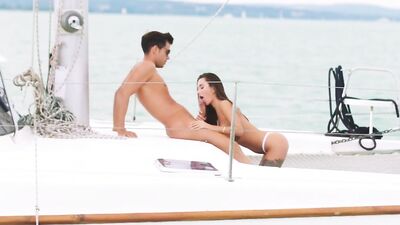 Marvelous inked girl is licked and fucked hard on the yacht